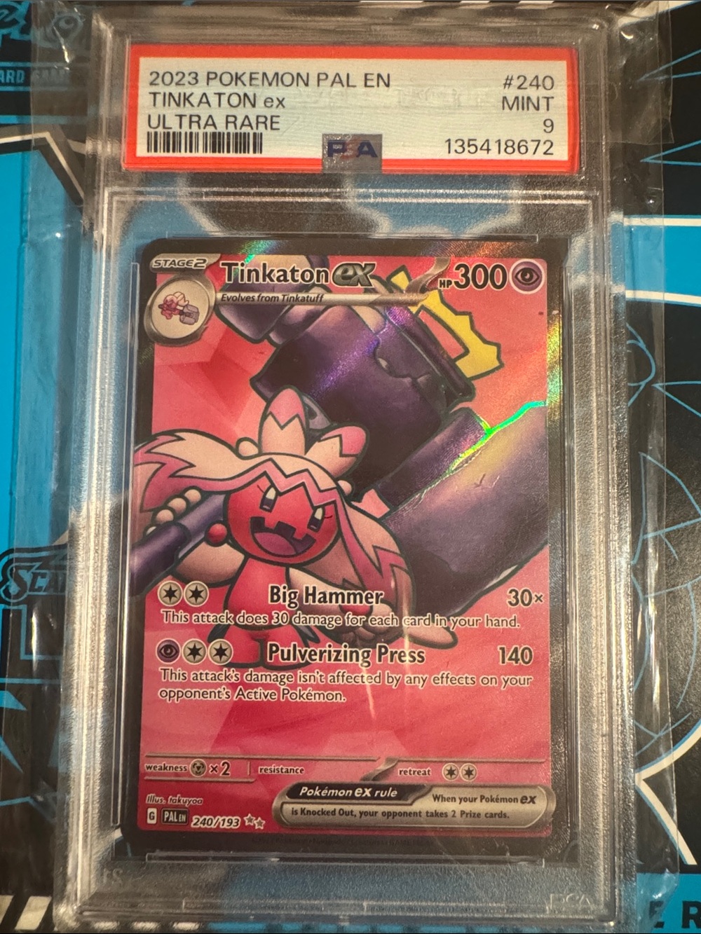 PSA 9 Pokemon Tinkaton ex F/A Graded official TCG Trading Card